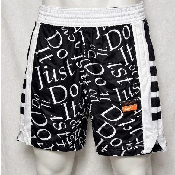 Nike Boys Just Do It Basketball Shorts Black White CJ8087-010 Size Medium NWT - Picture 1 of 7